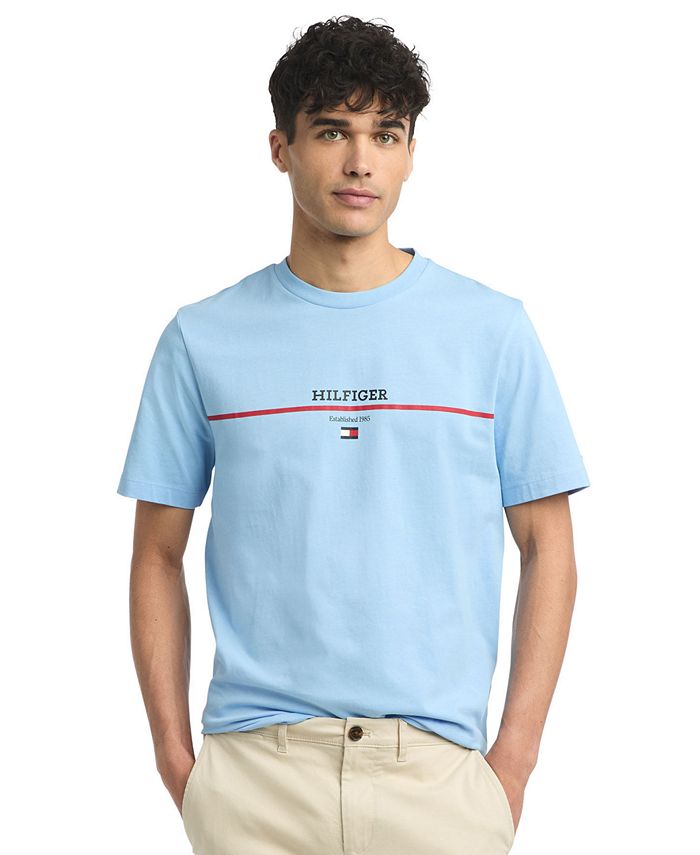 Tommy Hilfiger Men's Logo Stripe T-Shirt - Macy's