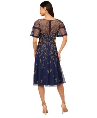 Женское миди-платье Adrianna Papell с V-образным вырезом, расшитое бисером