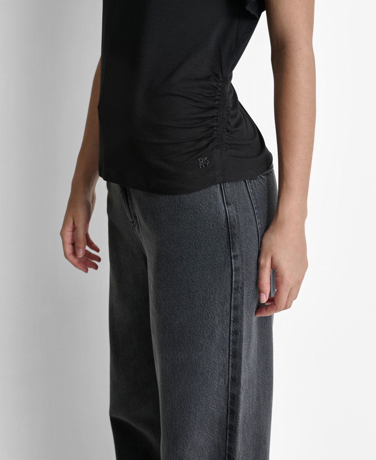 Dkny Women's Short-Sleeve Mock Neck Top