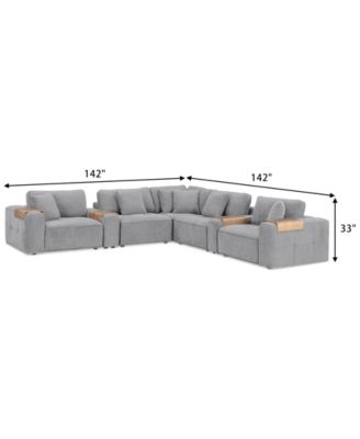 CLOSEOUT! Nycolle 7-Pc. Modular Fabric L-Shape Sectional with 2 Consoles, Created for Macy's