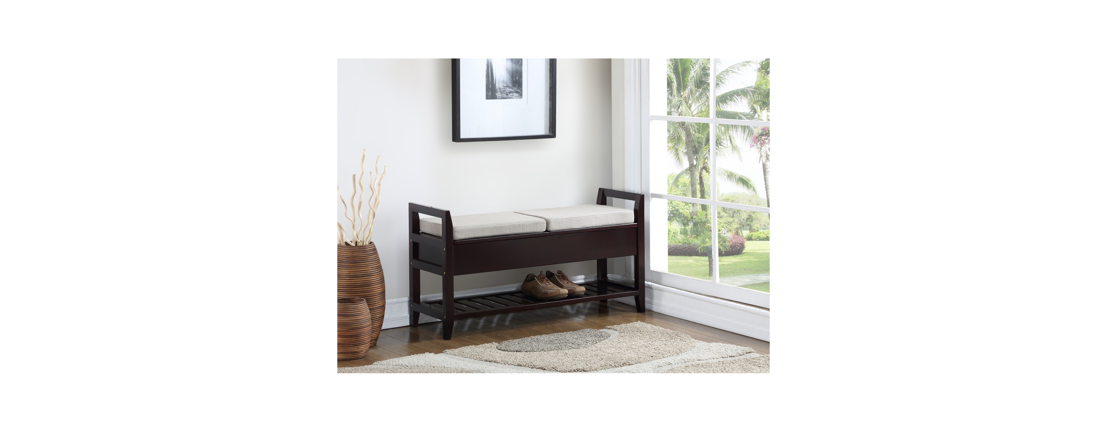 Streamdale Vannes Espresso Storage Shoe Bench