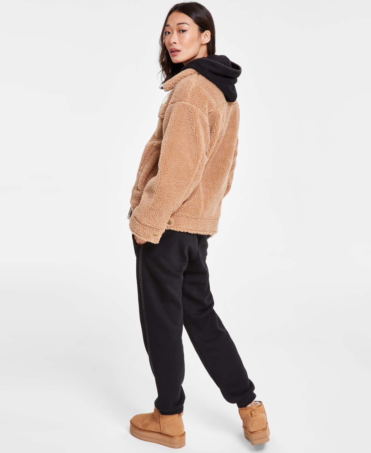Ugg Women's Frankie Sherpa Fleece Trucker Jacket In Natural