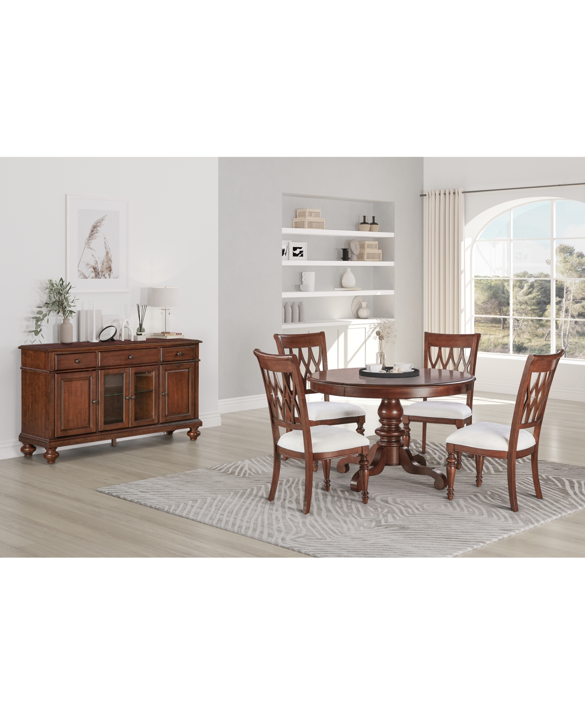 Macy's Daria 5-pc. Dining Set (round Table & 4 Upholstered Back Side Chairs), Created For  In Brown