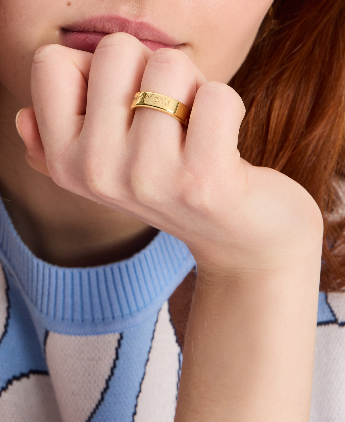 KATE SPADE ENGRAVED IDIOM SCRIPT BAND RING 