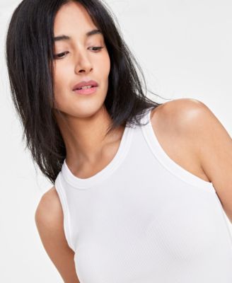 Women's Ribbed High-Neck Tank Top, Created for Macy's