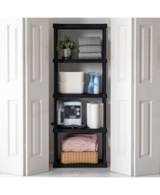 USA 5-Tier Shelving Unit, 64" Fixed Height, Medium Storage Organizer Shelf for Home, Garage, Basement, Shed and Laundry Room, 24"L x 12"W x 64"H, Made with Recycled Materials, Black