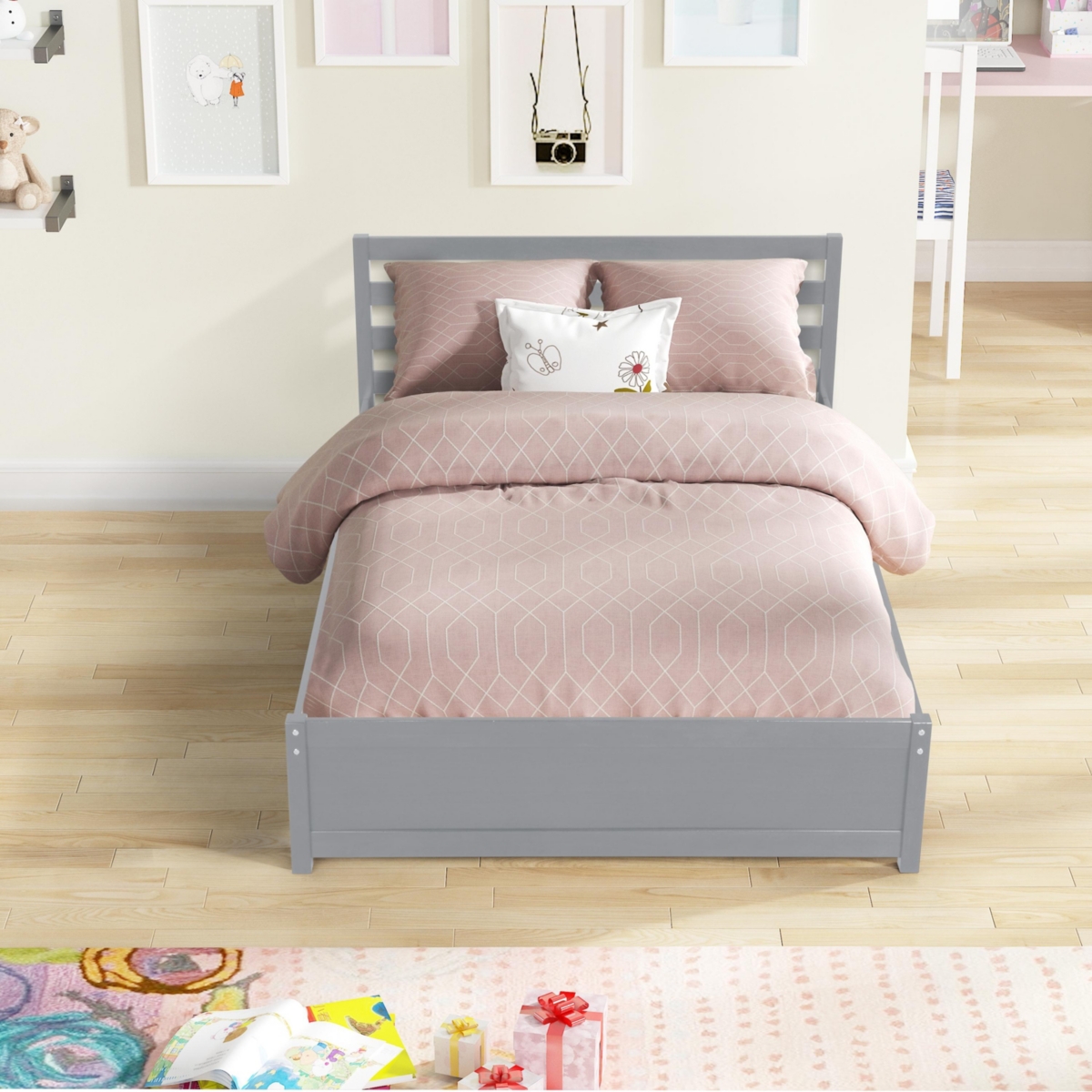 Streamdale Furniture Full Size Wood Platform Bed Frame With Headboard And Twin Trundle