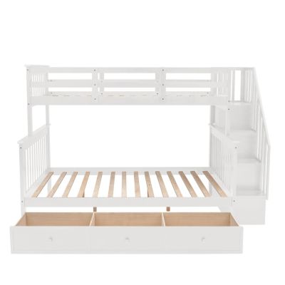 Streamdale Stairway Twin Over Full Bunk with Storage and Rail