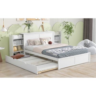 Streamdale Queen Storage Bed with Pull-Out Shelves and Trundle