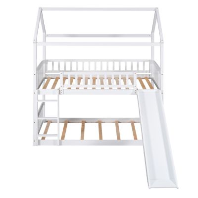 Streamdale Twin Over Twin Bunk Bed With Slide, House Bed With Slide