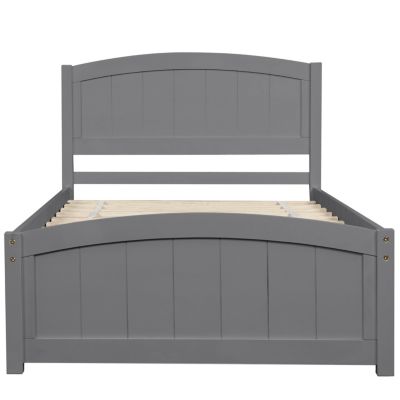 Wood Platform Bed With Headboard, Footboard And Wood Slat Support Twin