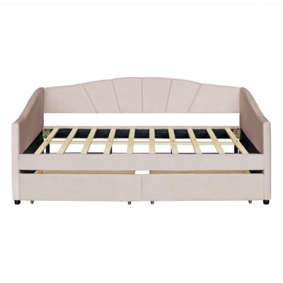 Streamdale Upholstered Daybed Twin Size With Two Drawers And Wood Slat