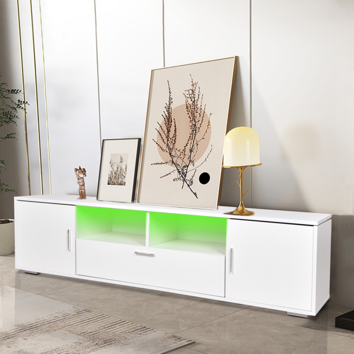 Streamdale Furniture Led Tv Stand for Up to 75 Inch - Storage Included