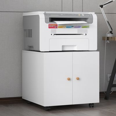 White Office Copier Cabinet with 2 Doors