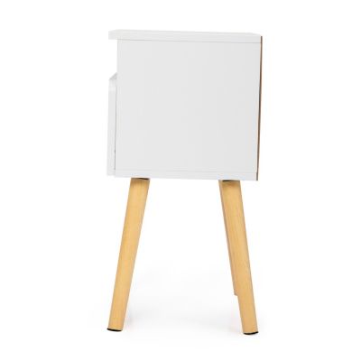 Streamdale Modern White Bedside Table with Drawers and Shelves