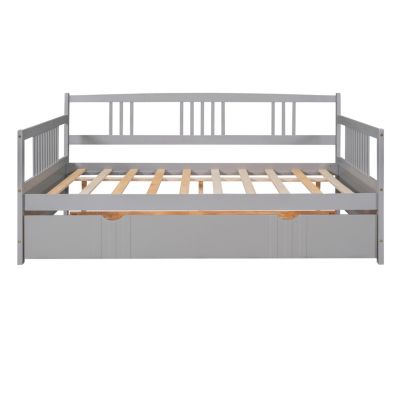 Streamdale Full Size Daybed Wood Bed With Twin Size Trundle