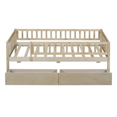 Twin Size Daybed Wood Bed With Two Drawers
