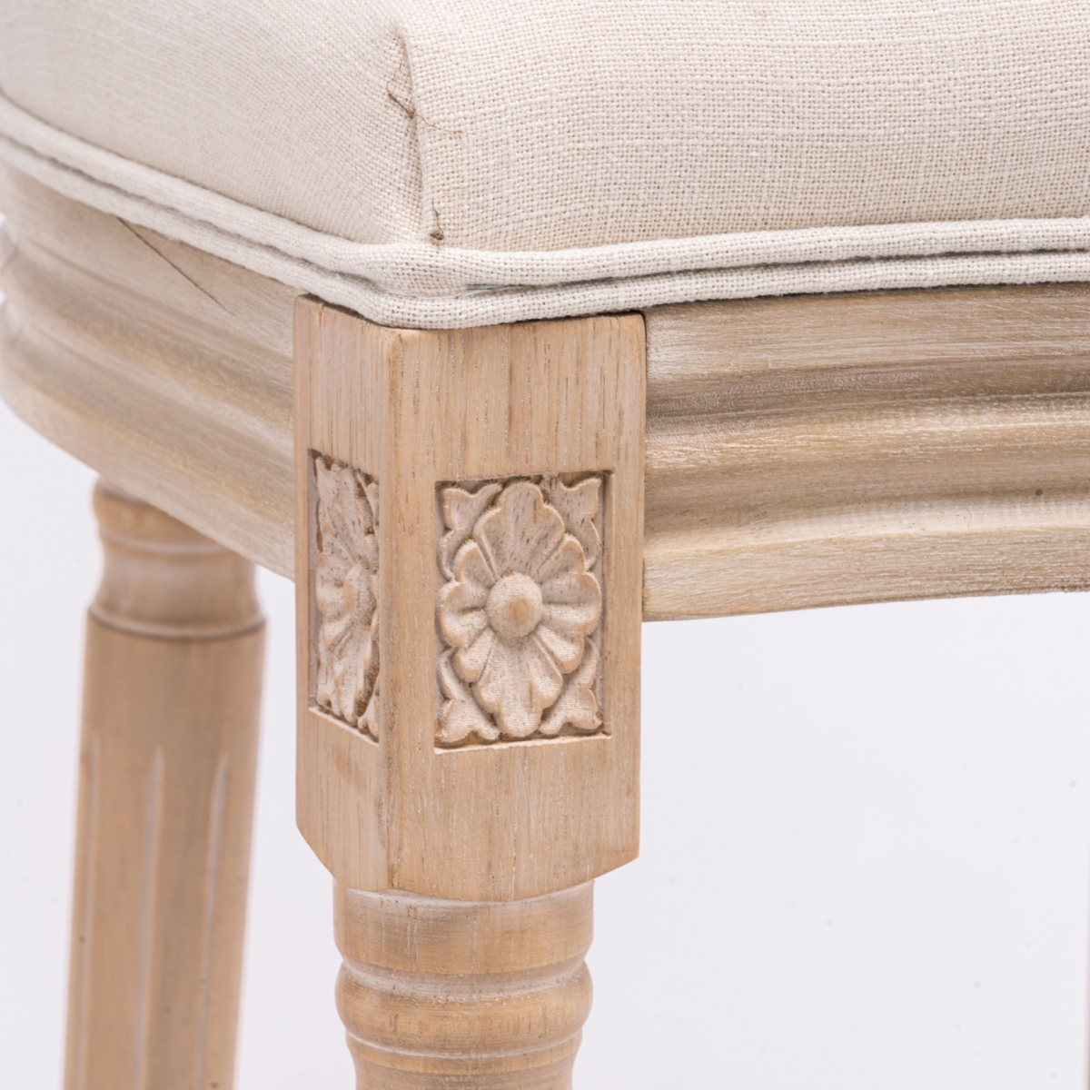 Streamdale Furniture French Country Wooden Bar Stools Rattan Back With Upholstered Seating, Beige And Natural, Set Of