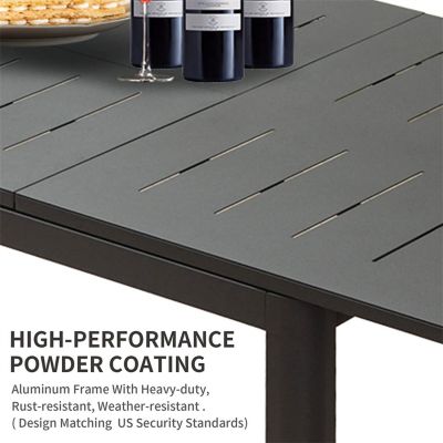Outdoor Expandable Metal Table for 6-8 People