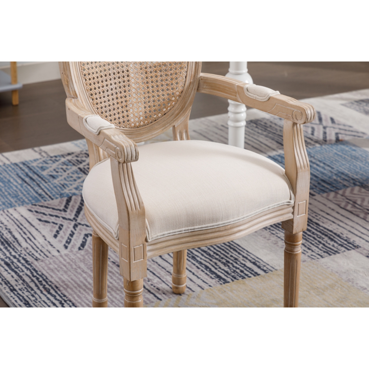 Streamdale Furniture French Vintage Upholstered Fabric Dining Armchair, Beige