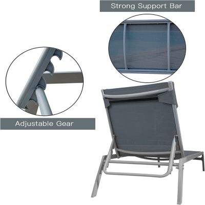 Streamdale 3-Piece Patio Lounge Set with Adjustable Backrest in Grey