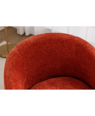 Chenille Swivel Barrel Chair with Metal Ring