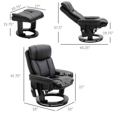 PU Leather Massage Recliner Chair W/ Footrest, 10 Vibration Points