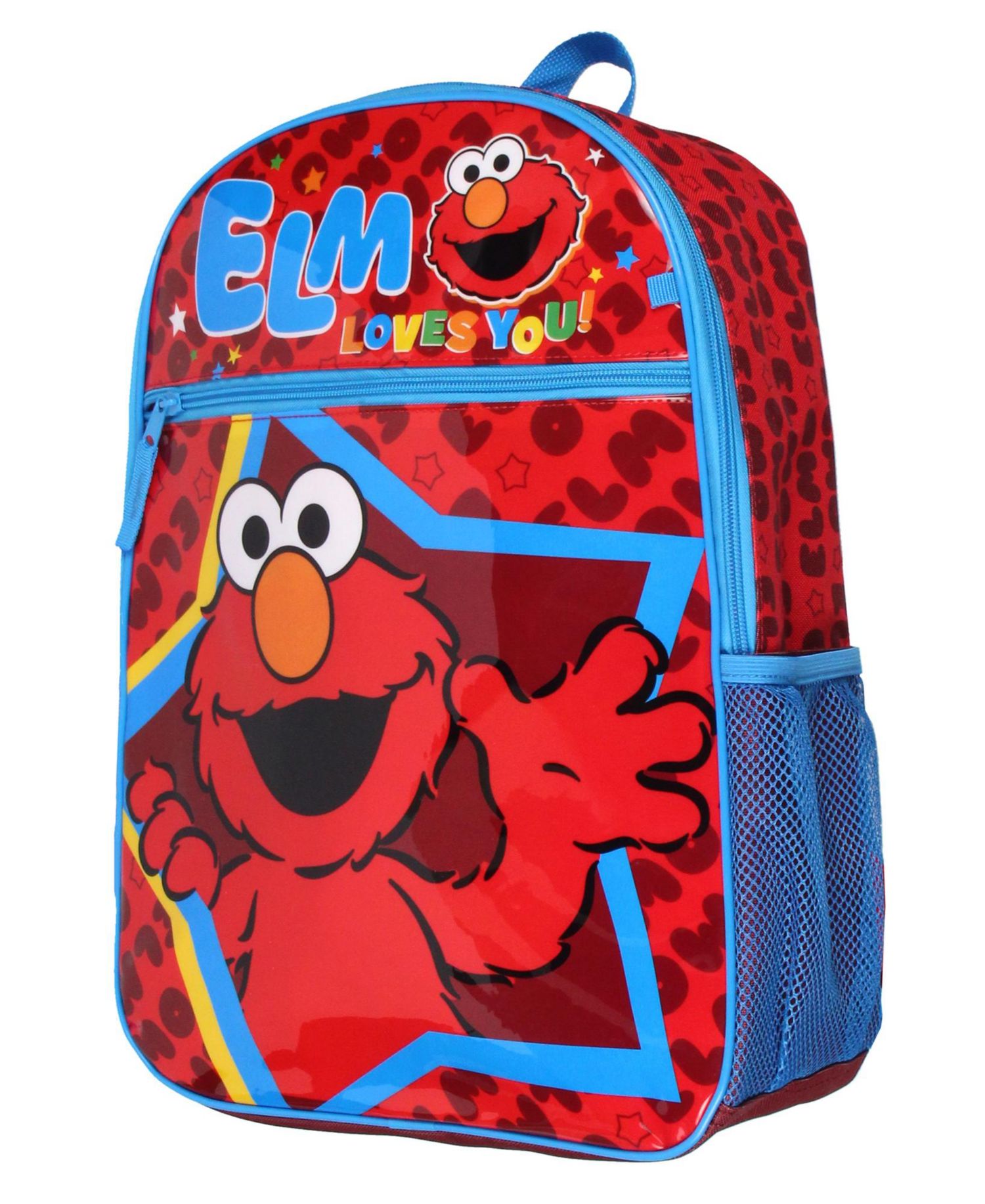 Elmo Loves You Star Dual-Compartment Front Pocket Backpack Bag 16"