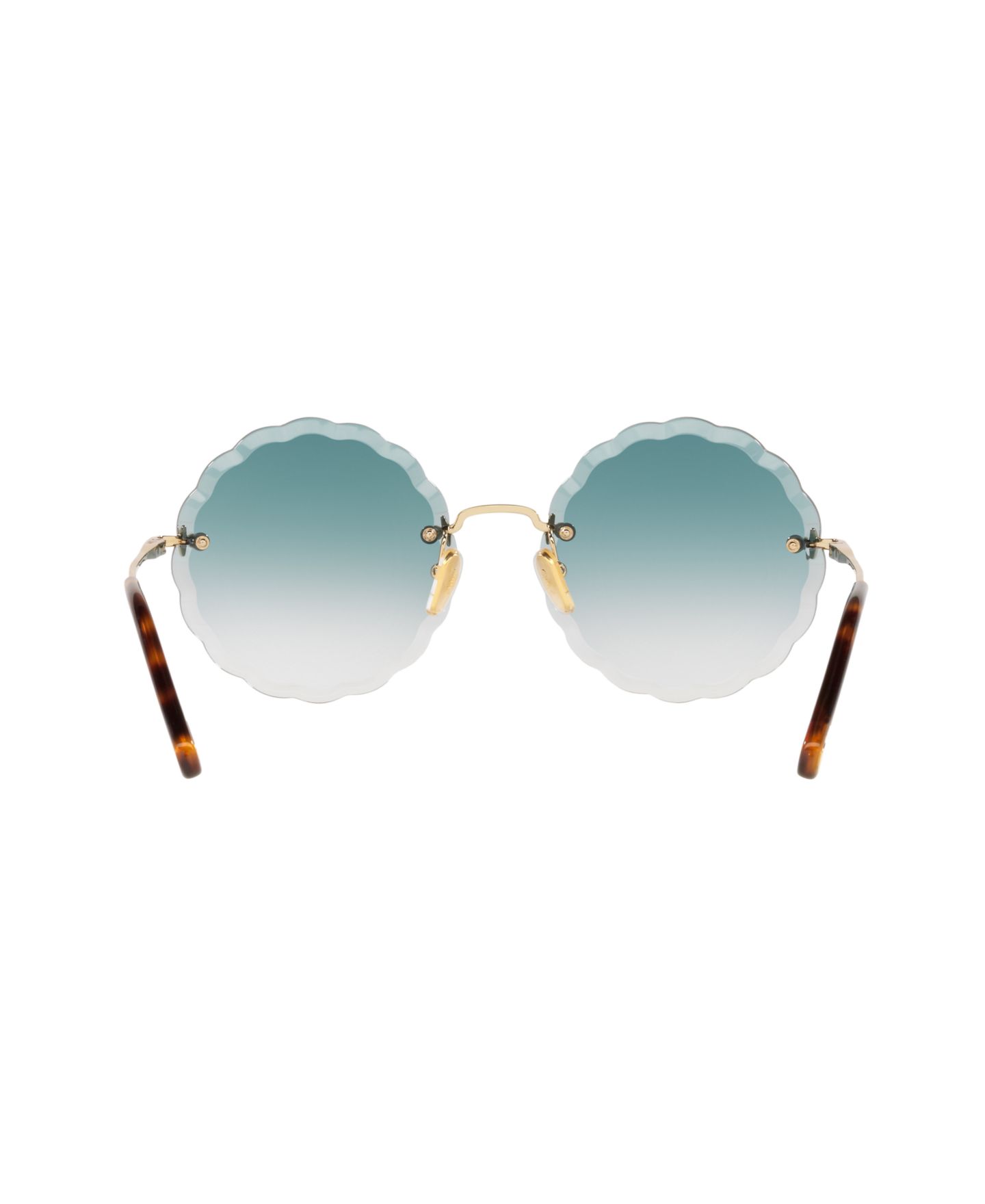 Женские солнцезащитные очки Chloe Round Etched Metal Sunglasses, CH0047S, цвет: Золотой коричневый — фото 6