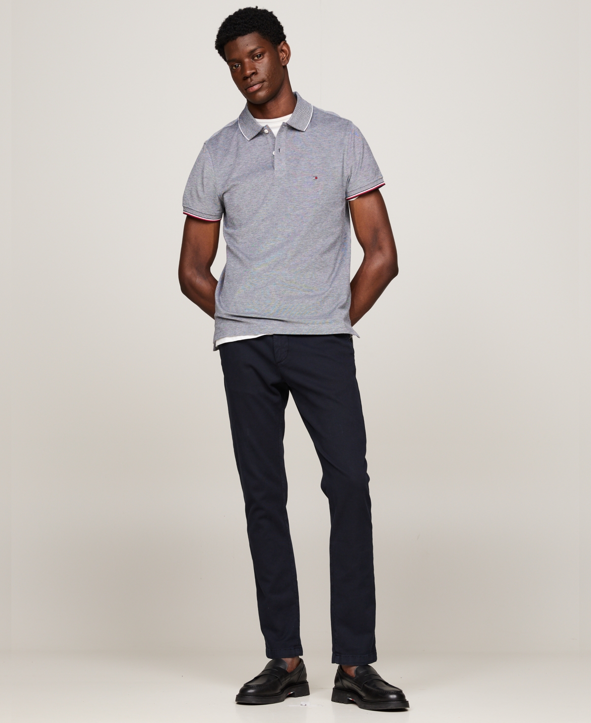 Tommy Hilfiger Men's Slim-Fit Mouline Oxford Polo Shirt