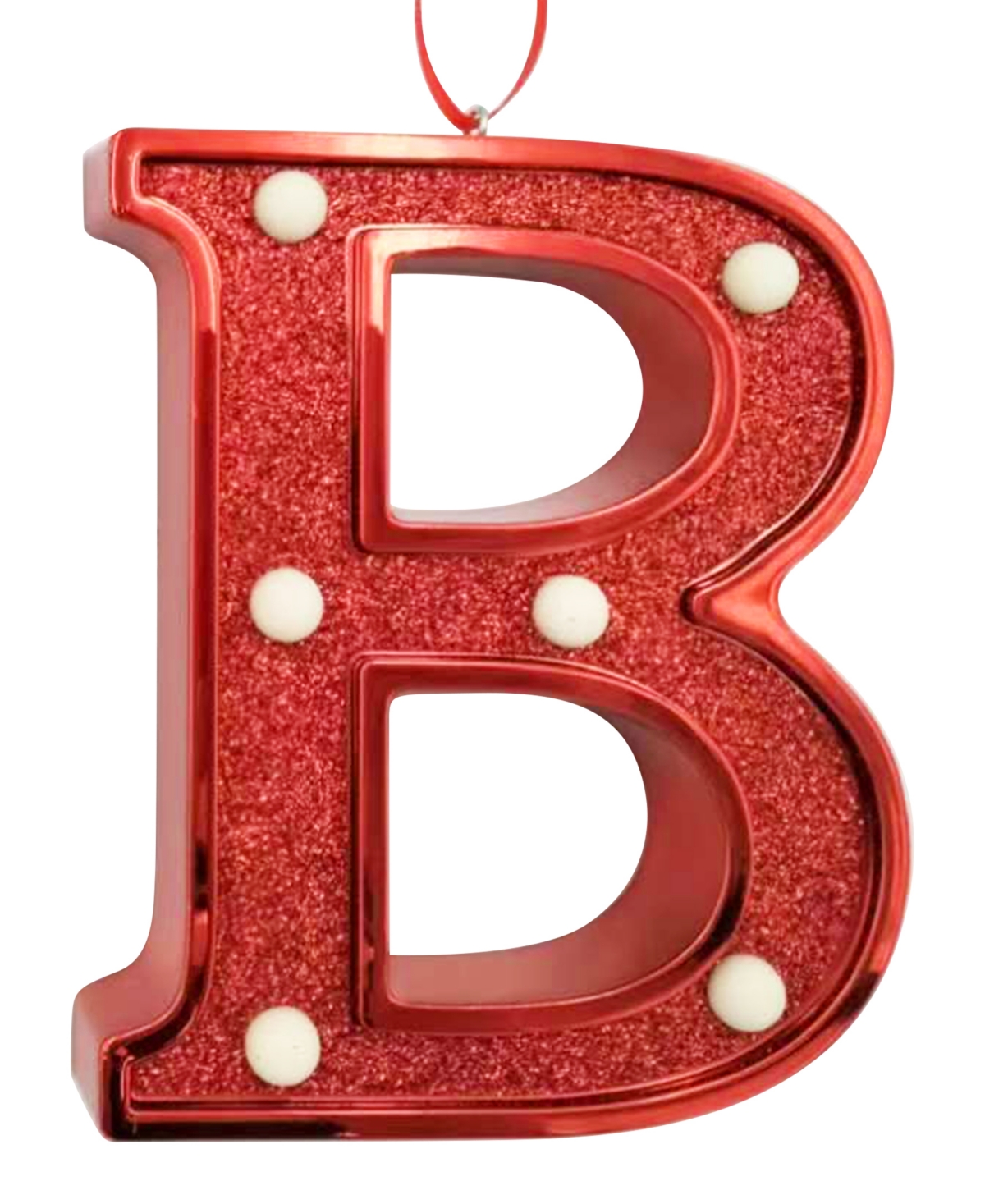 Ganz Light Up Initial Red Glitter Ornament In Red