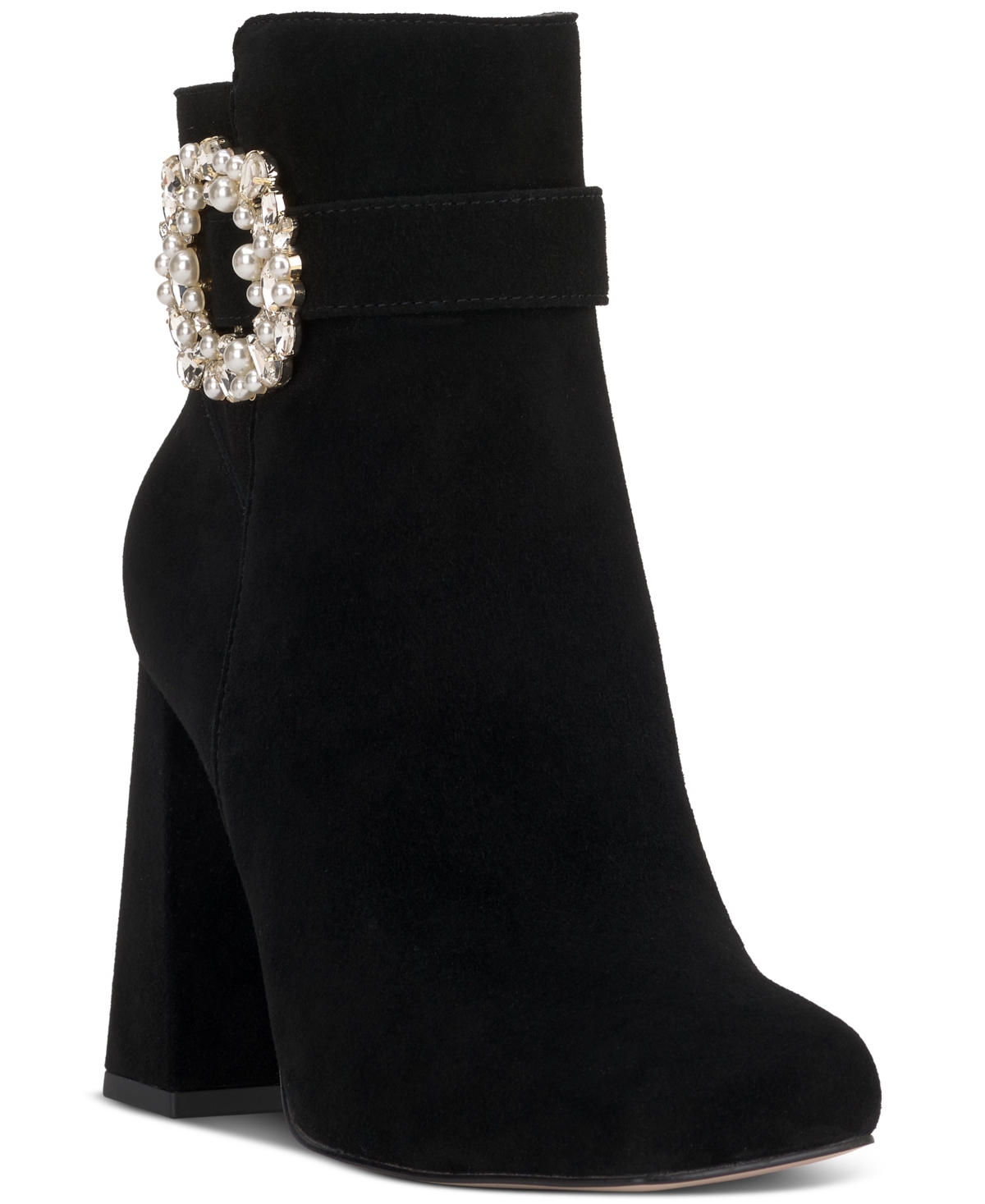 JESSICA SIMPSON WOMEN'S LUMINNA EMBELLISHED BUCKLE BLOCK-HEEL BOOTIES 