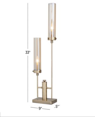 33" Metal Tall Accent Lamp with Cylinder Glass Shades