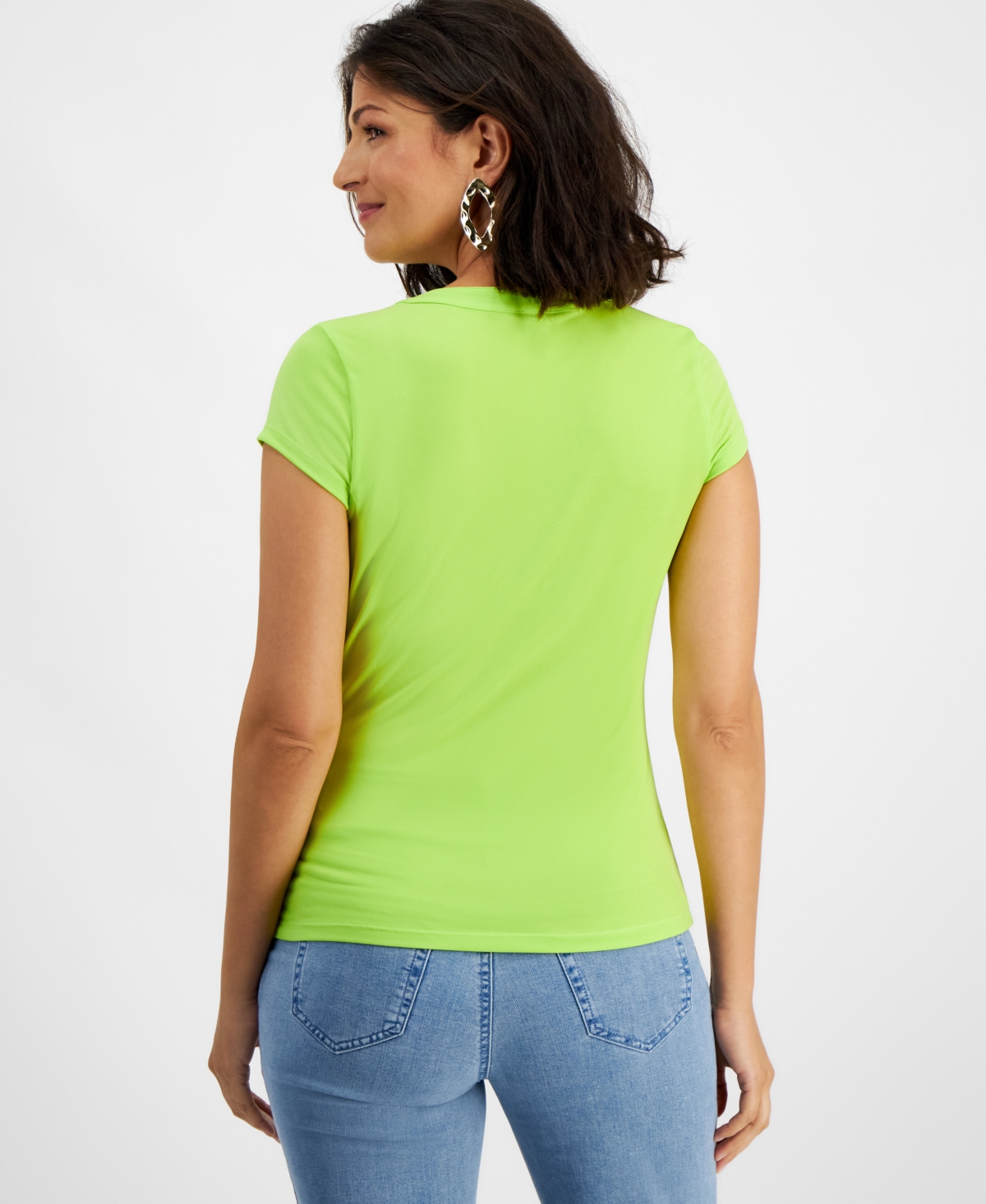 I.n.c. International Concepts Women's Lace-Up Short-Sleeve Top, Created for Macy's