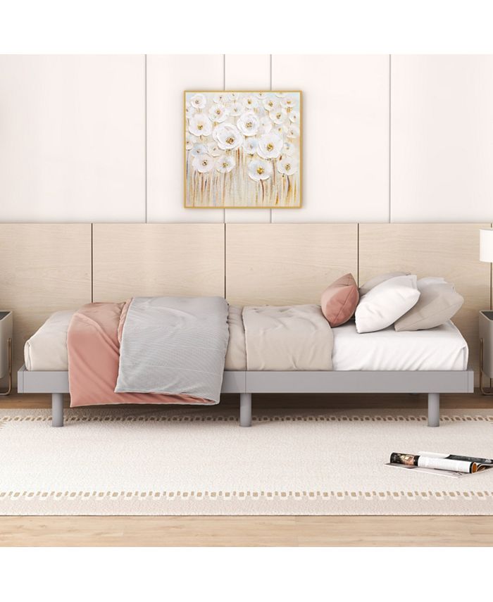 Modern Design Twin Size Floating Platform Bed Frame for Grey Color