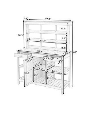Large Outdoor Wooden Potting Bench Table with Storage Options