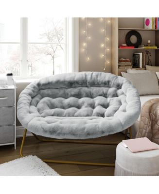 EMMA + OLIVER Double Steel Janey Folding Saucer Chair and Ottoman