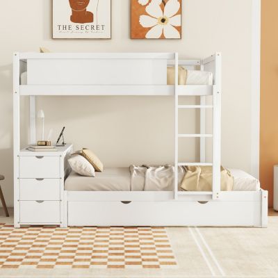 Streamdale Full/Full Bunk Bed with Trundle, Desk, and Storage