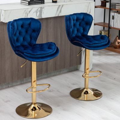 Adjustable Swivel Bar Stools with Chrome Base (Set of 2)
