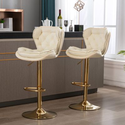Adjustable Swivel Bar Stools with Chrome Base (Set of 2)