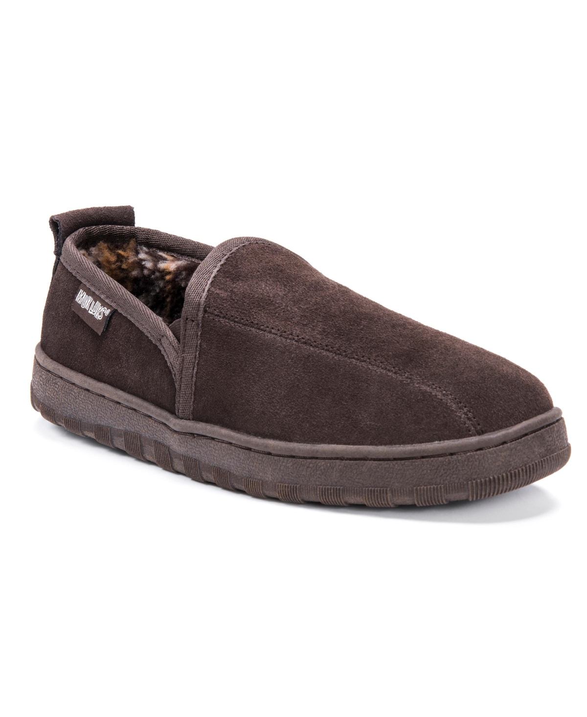 Men's Eric Printed Berber Suede Slip On Slippers - Chocolate