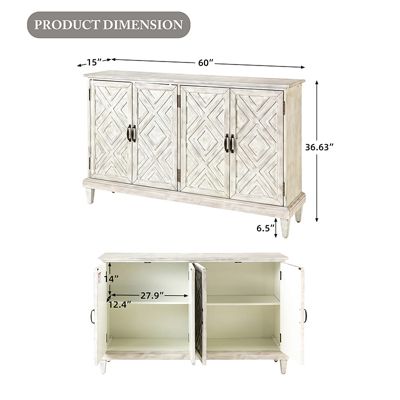 Traditional Angel 60" Wide Sideboard with Adjustable Shelves