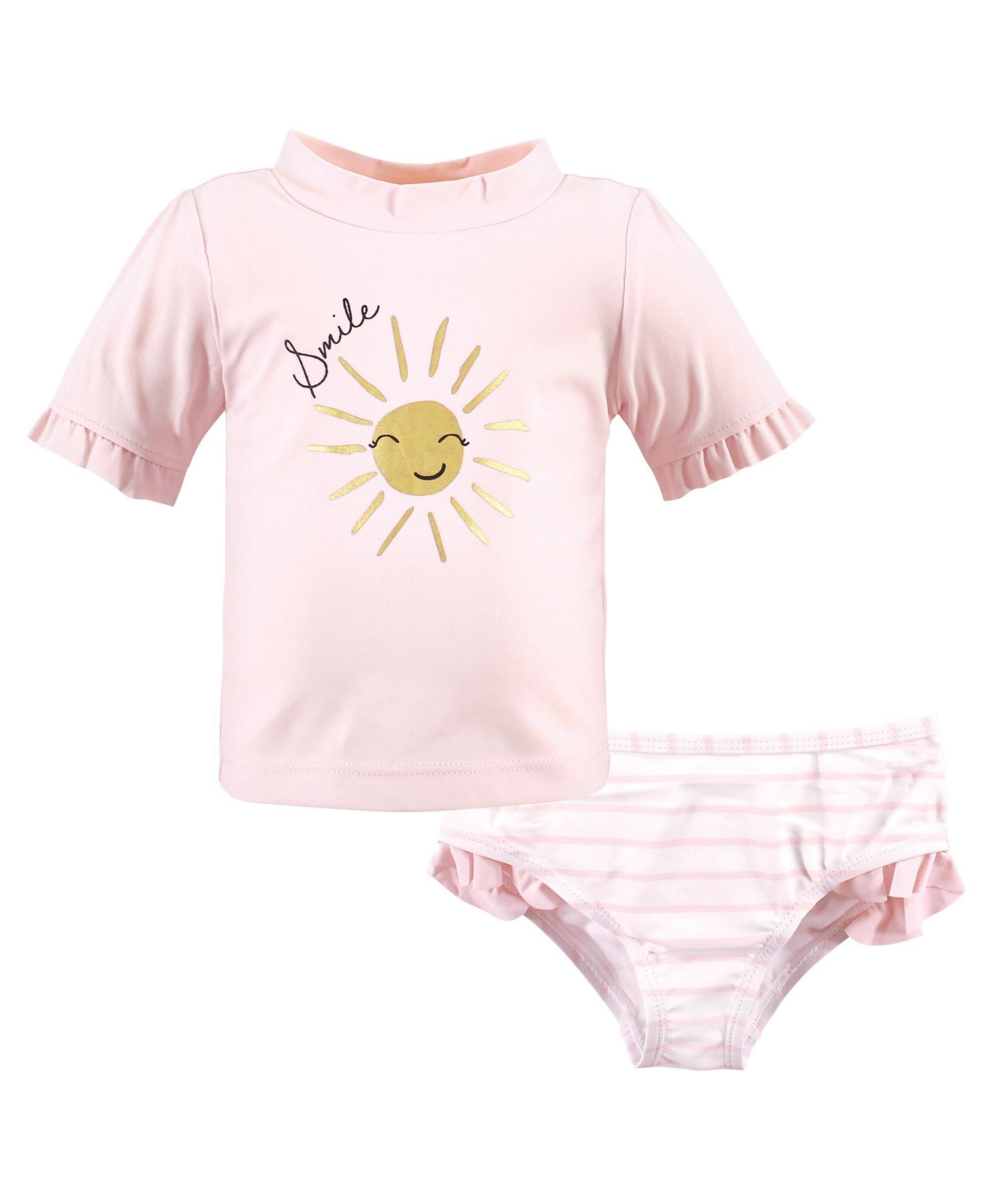 Hudson Baby Baby Girls Hudson Swim Rashguard Set, Dainty Flower Pink, 3-6 Months - Smile sunshine