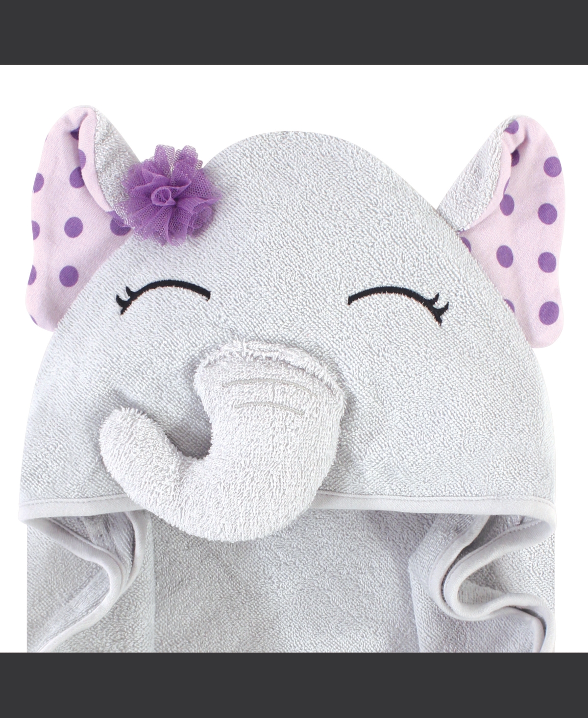 Hudson Baby Infant Girl Cotton Animal Face Hooded Towel, Floral Pretty Elephant, One Size