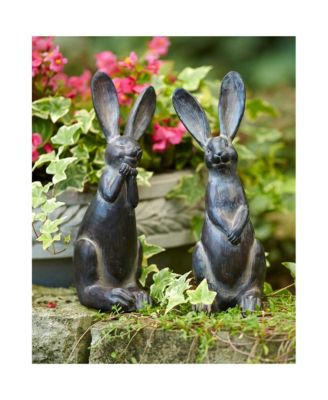 Brown Long Ear Rabbit Statue (Set of 2)