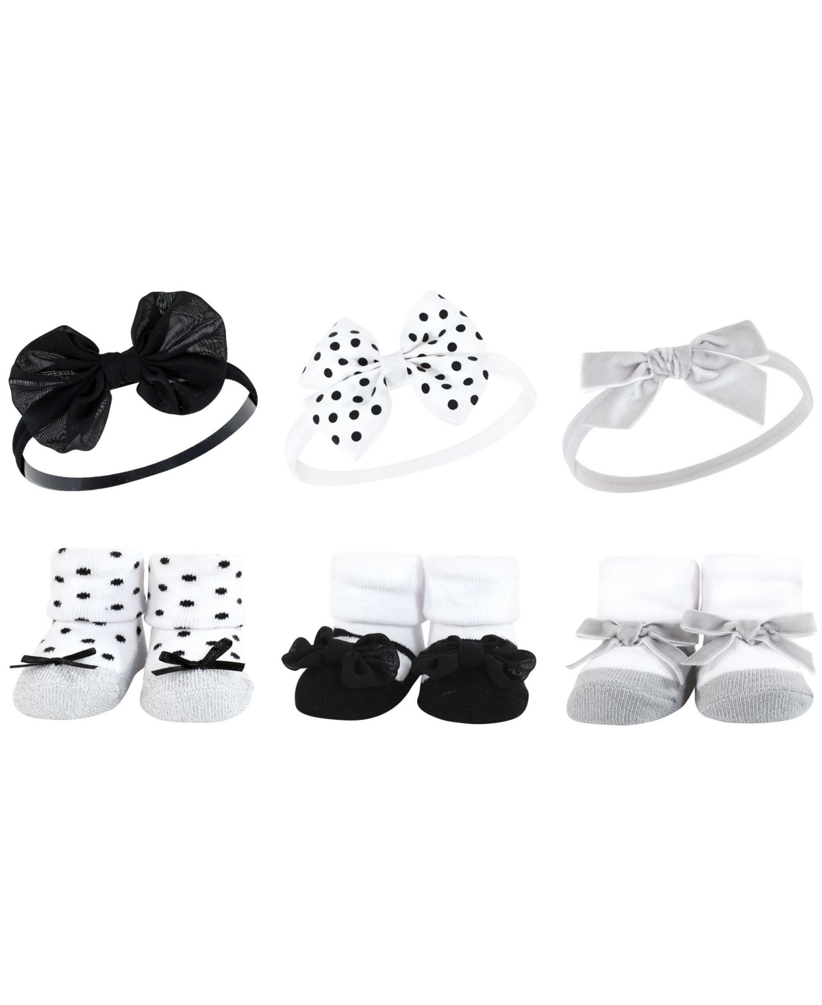 Hudson Baby Infant Girl 12Pc Headband and Socks Giftset, One Size - Leopard black silver