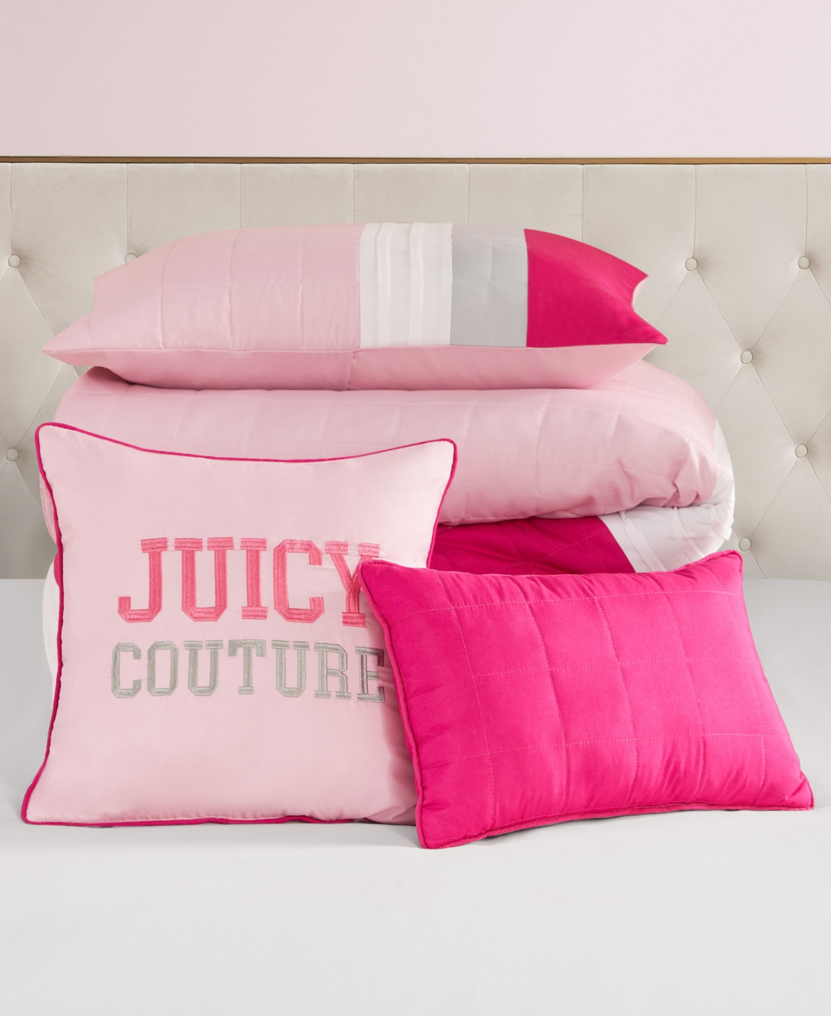 Juicy Couture Color Block Stripe 4-pc. Comforter Set, Twin/twin Xl In Pink,white,grey