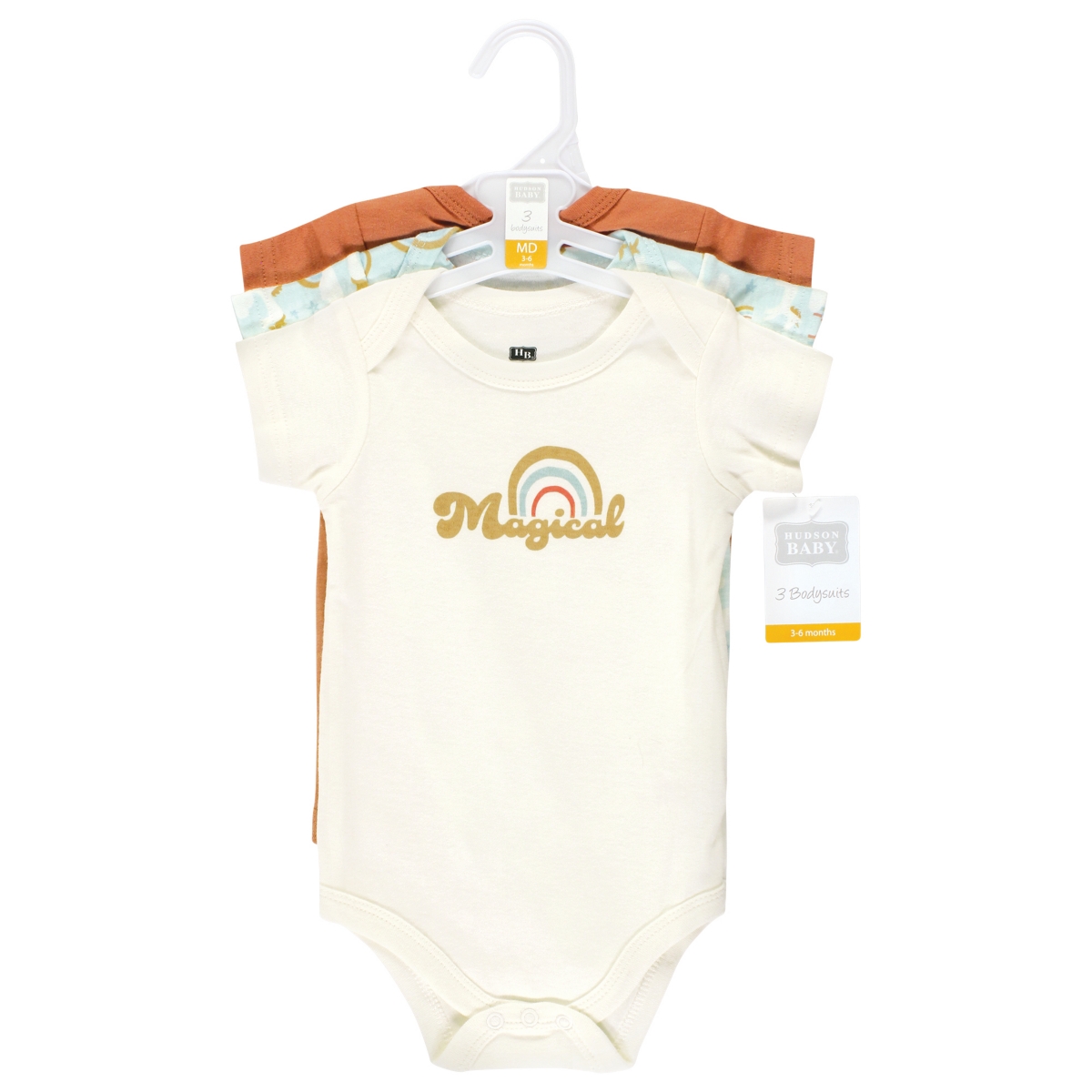 Hudson Baby Baby Girls Cotton Bodysuits, Magical Rainbow 3-Pack - Magical rainbow 3-pack