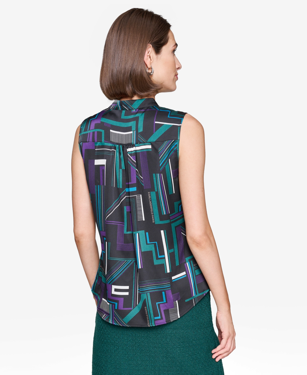 Karl Lagerfeld Paris Women's Printed Sleeveless Blouse