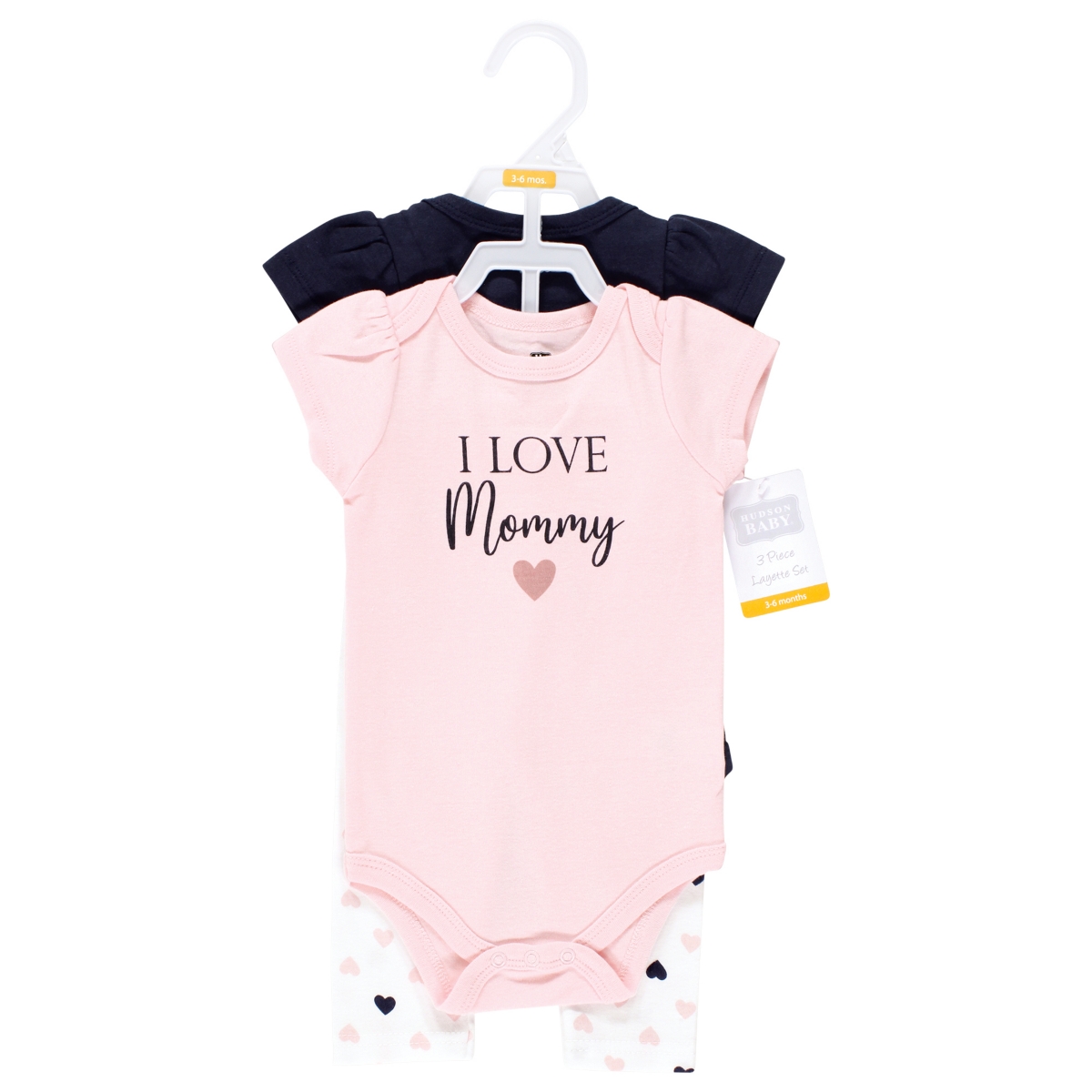 Hudson Baby Baby Girls Cotton Bodysuit and Pant Set Mommy Pink Navy